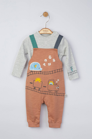 Body-uri și salopete bebeluși - Set salopeta cu bluzita pentru bebelusi Choo Choo, Tongs baby