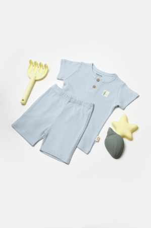 Seturi și compleuri copii - Set tricou cu pantaloni Bamboo, blue, BabyCosy, 50%bumbac+50% bambus