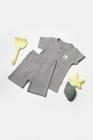 Seturi și compleuri copii - Set tricou cu pantaloni Bamboo, gri, BabyCosy, 50%bumbac+50% bambus