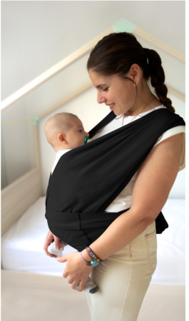 Îngrijire și igienă bebeluși - Sistem de purtare wrap elastic pentru bebelusi BabyJem (Culoare: Gri)