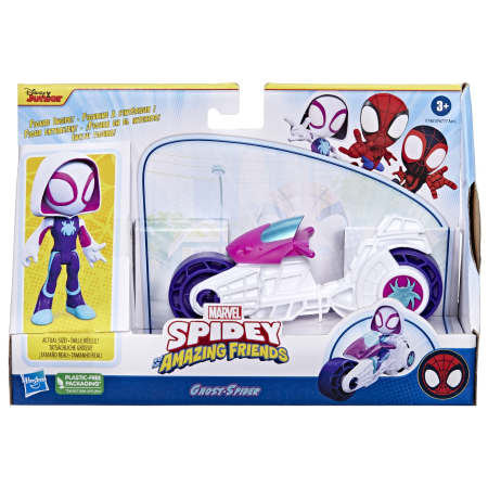 Figurine cu eroi si personaje - SPIDEY PRIETENII EXTRAORDINARI SET MOTOCICLETA SI FIGURINA GHOST SPIDER 10CM