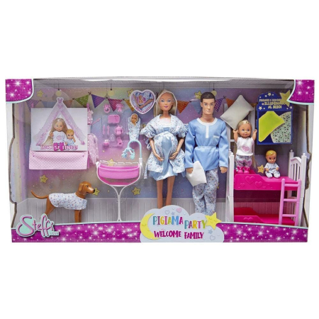 Jucarii - STEFFI LOVE SET PETRECERE IN PIJAMALE BINE AI VENIT IN FAMILIE CU ACCESORII