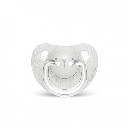 Accesorii hrănire bebeluși - Suzetă anatomică +18 luni, pisică gri Hygge Suavinex