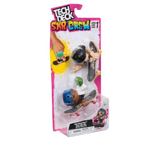 Jucarii - TECH DECH SK8 CREW PACHET 2 SETURI PLACA SI FIGURINA 9.6CM SAPCA NEAGRA SI CASCA ALBASTRA