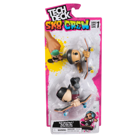 Jucarii - TECH DECH SK8 CREW PACHET 2 SETURI PLACA SI FIGURINA 9.6CM SAPCA NEAGRA SI CASCA NEAGRA
