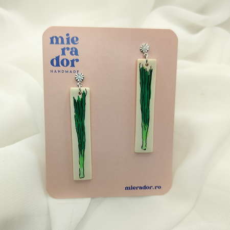 Cercei - Cercei Ceapă verde pictați