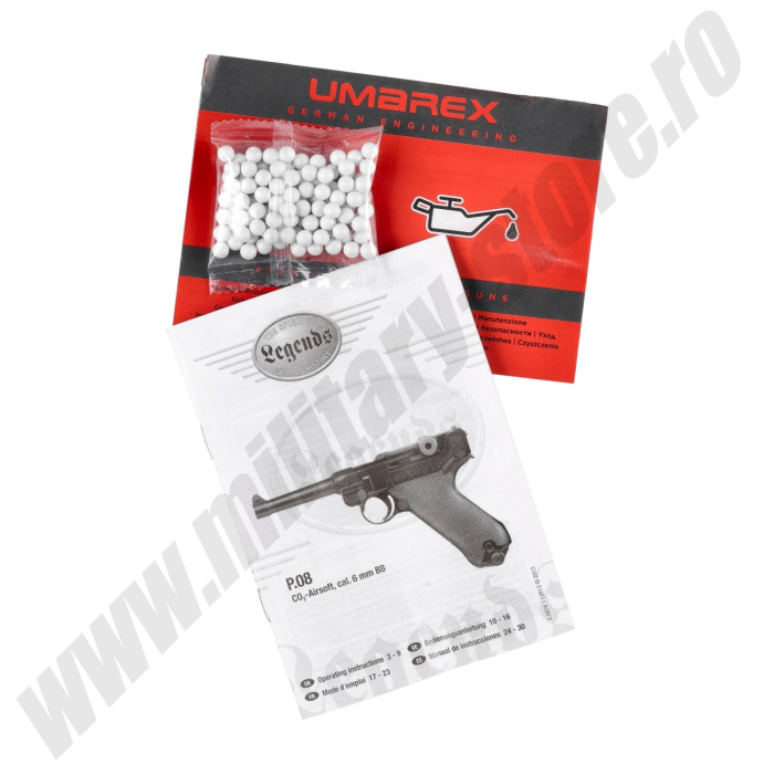 Pistol airsoft Luger Legends P08 BK Full Metal CO2 Fixed 1.9J [9]