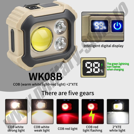 Survival & Outdoor - Lanternă LED multifuncțională Coba CB-WK08B, reîncărcabilă, 600lm