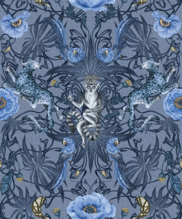 Fototapet premium Milton Atelier Royal Jungle Blue design exotic baroc de lux albastru [2]
