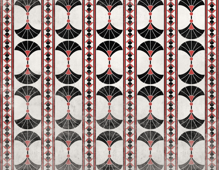 Fototapet premium Milton Atelier Art Deco Symphony design geometric cu evantaie negru rosu de lux [2]