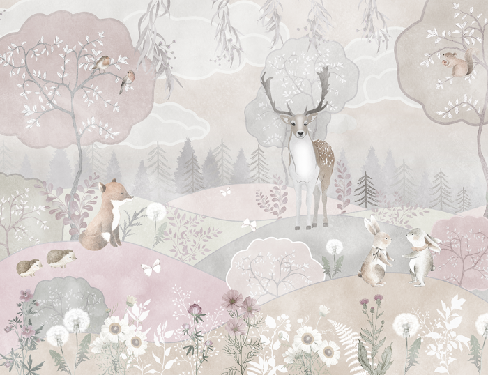 Fototapet copii premium Milton Atelier Forest Rose design padure magica de lux [2]