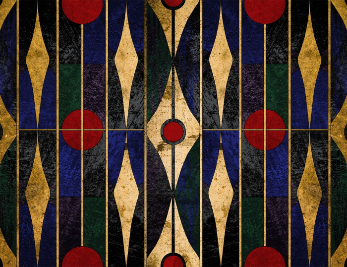 Fototapet baie premium Milton Atelier Majestic Lines design geometric Art Deco de lux aur albastru [2]