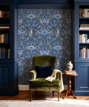 LIVING - Fototapet premium Milton Atelier Royal Jungle Blue design exotic baroc de lux albastru