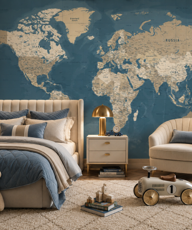 TAPET - Fototapet copii premium Milton Atelier Atlas design cartografic de poveste de lux