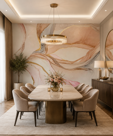 DINING - ROOM - Tapet de lux Aura Fluid Art de la Milton Atelier