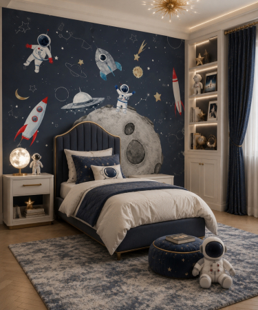 TAPET - Fototapet copii premium Milton Atelier Cosmic design astronauti rachete de lux