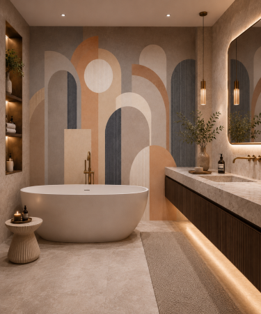 BAIE - Fototapet baie premium Milton Atelier Volumetric Illusion design geometric cu arcade 3D de lux