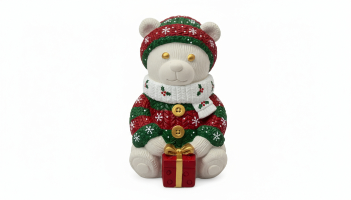 Figurină Urs de Crăciun din Ipsos pentru Pictat – Set Creativ [1]