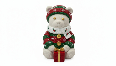 Seturi creative pictura - Figurină Urs de Crăciun din Ipsos pentru Pictat – Set Creativ