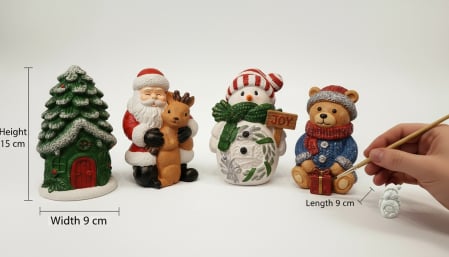 Seturi creative pictura - Set creativ Craciun pentru copii pictura pe figurine de ipsos 3D