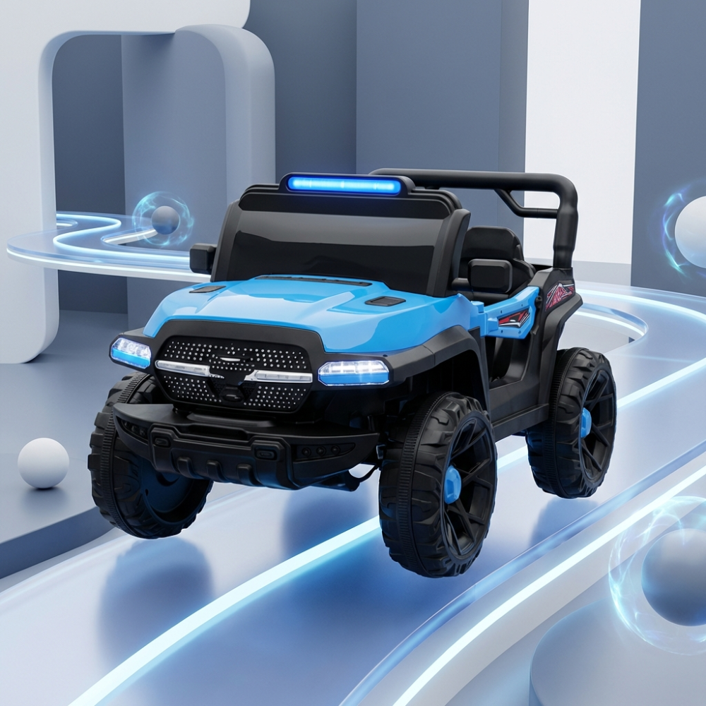 Masina electrica pentru copii 2-9 ani, 12V, 380W, cu telecomanda, MP3, lumini si sunete, albastru [6]