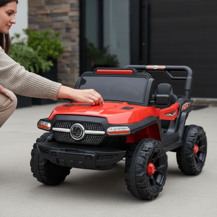 Masina electrica pentru copii 2-9 ani, 12V, 380W, cu telecomanda, MP3, lumini si sunete, rosu [7]