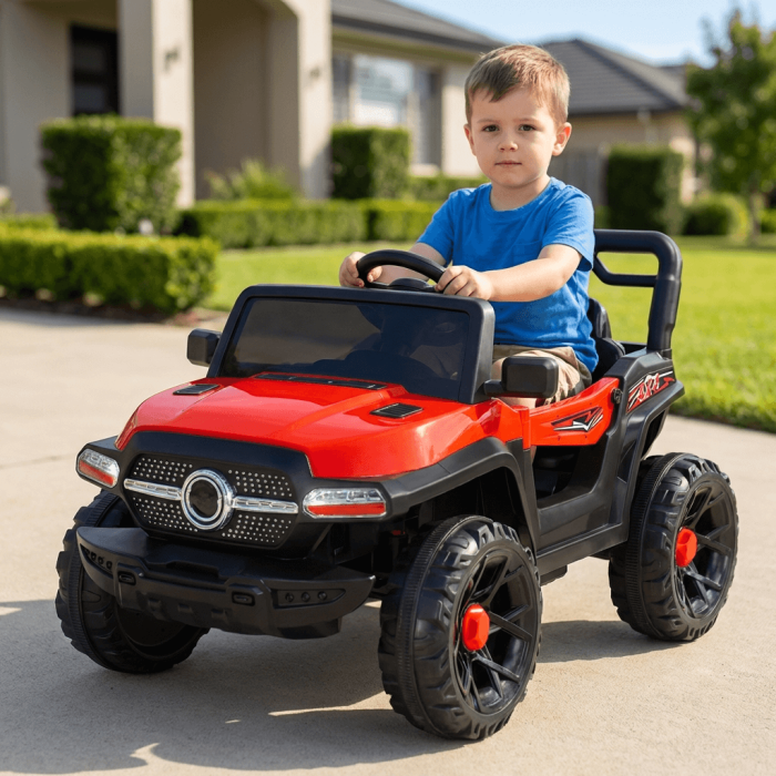 Masina electrica pentru copii 2-9 ani, 12V, 380W, cu telecomanda, MP3, lumini si sunete, rosu [6]