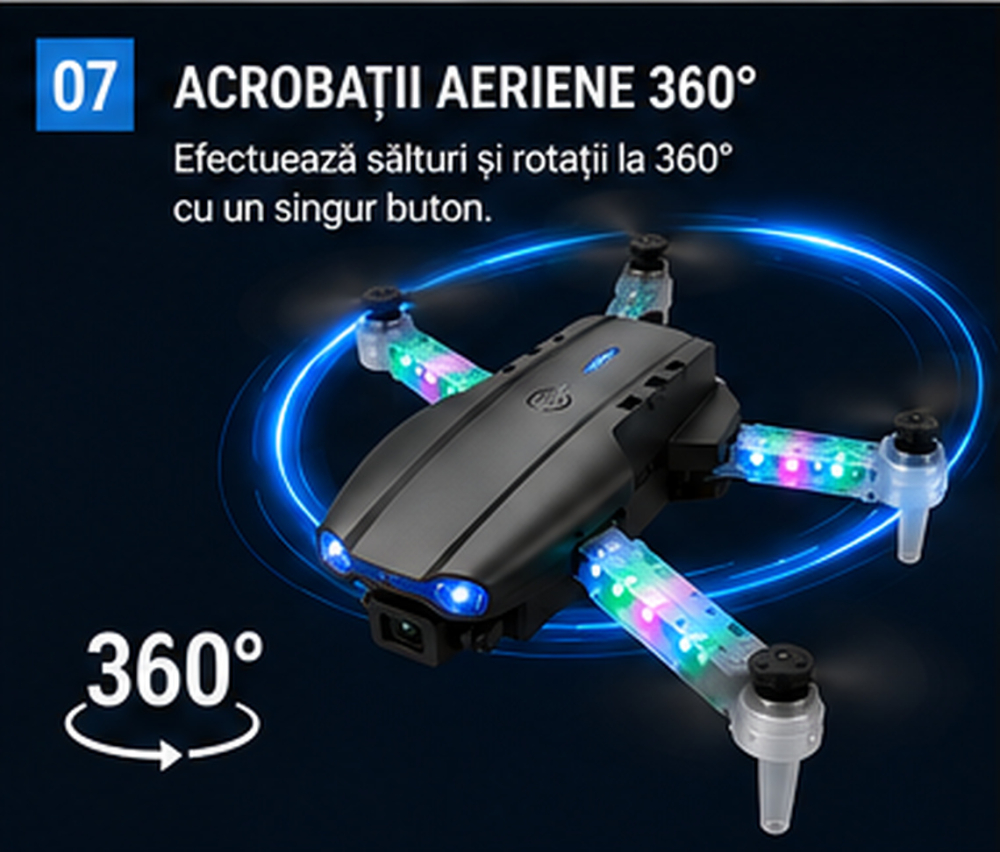 Mini Drona Pliabila Light Edition cu Camera Duala HD, Wi-Fi FPV si 2 Baterii – Raza de Control de pana la 100 m [8]