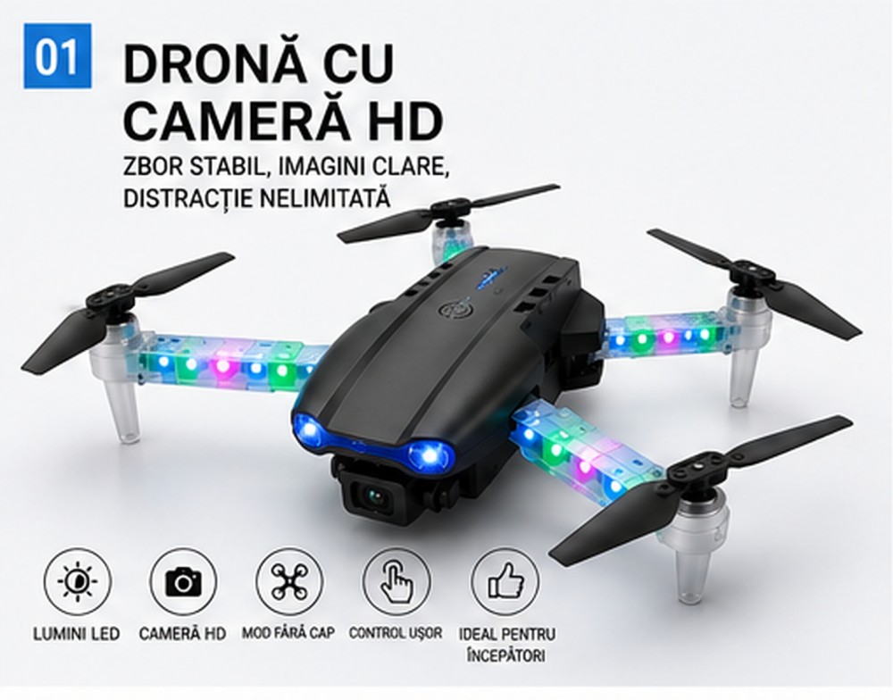Mini Drona Pliabila Light Edition cu Camera Duala HD, Wi-Fi FPV si 2 Baterii – Raza de Control de pana la 100 m [2]