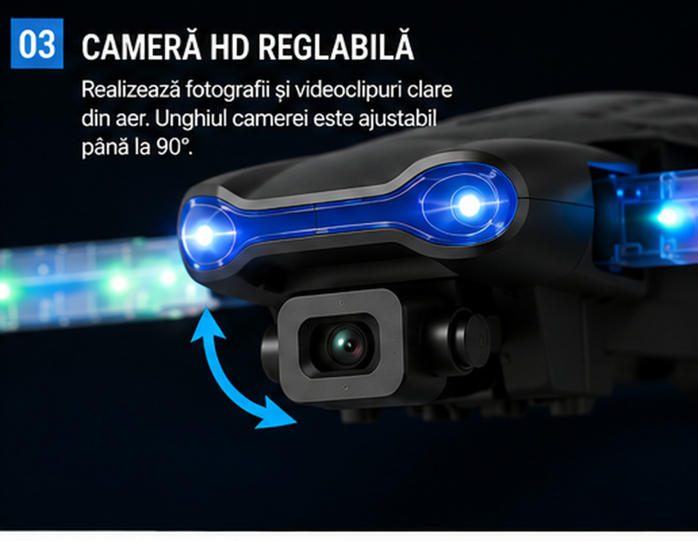 Mini Drona Pliabila Light Edition cu Camera Duala HD, Wi-Fi FPV si 2 Baterii – Raza de Control de pana la 100 m [4]