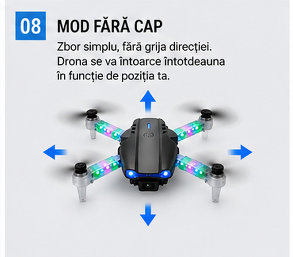 Mini Drona Pliabila Light Edition cu Camera Duala HD, Wi-Fi FPV si 2 Baterii – Raza de Control de pana la 100 m [9]