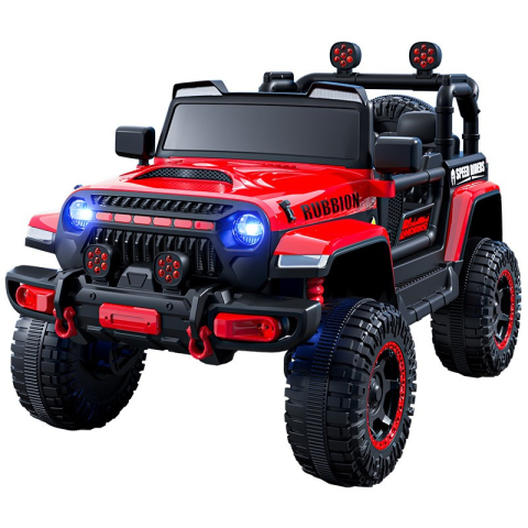 Masina Electrica pentru Copii,Off-Road, Conectare Bluetooth, telecomanda, Tractiune Spate, Lumina Intermitenta, 120 x 63 x 68cm, Rosu [0]