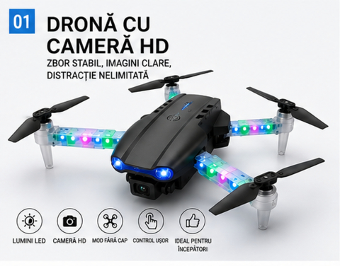 Mini Drona Pliabila Light Edition cu Camera Duala HD, Wi-Fi FPV si 2 Baterii – Raza de Control de pana la 100 m [1]