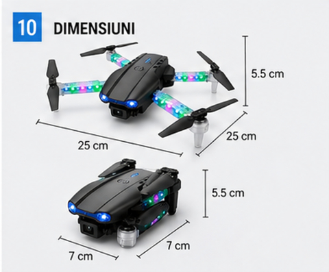 Mini Drona Pliabila Light Edition cu Camera Duala HD, Wi-Fi FPV si 2 Baterii – Raza de Control de pana la 100 m [10]