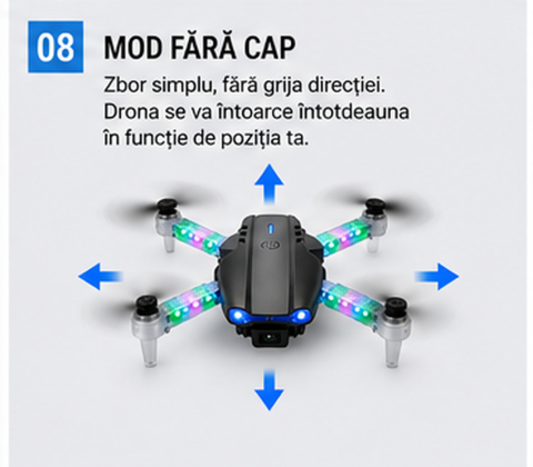 Mini Drona Pliabila Light Edition cu Camera Duala HD, Wi-Fi FPV si 2 Baterii – Raza de Control de pana la 100 m [8]