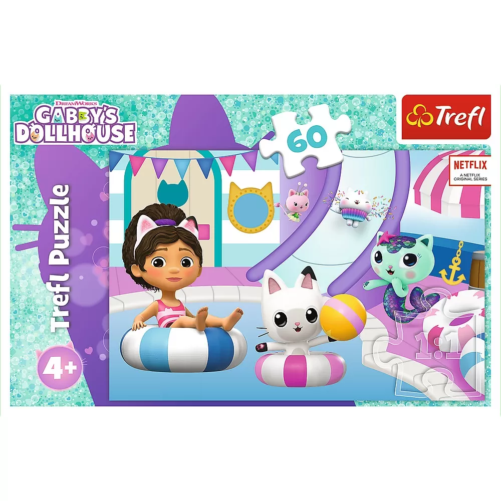 Puzzle Trefl 60 Gabby's Dollhouse Gabby La Piscina [3]
