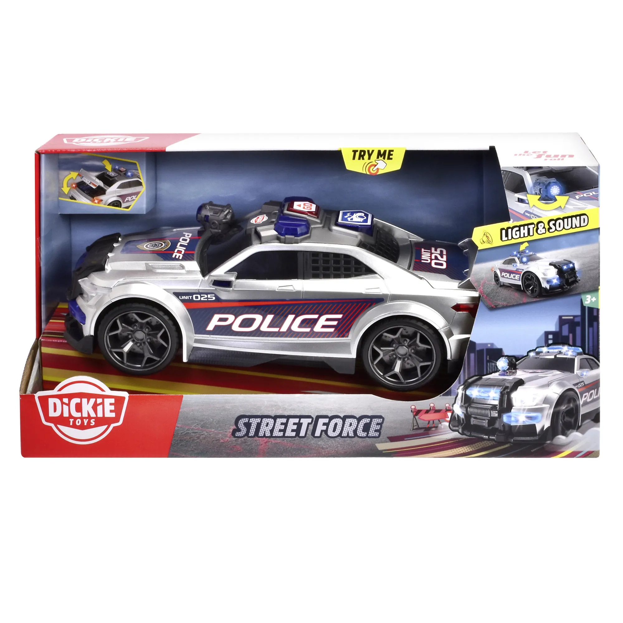 Masinute, Motociclete, Elicoptere, Avioane, Roboti - Dickie Toys Masina De Politie Street Force Cu Lumini Si Sunete 33cm, 3+