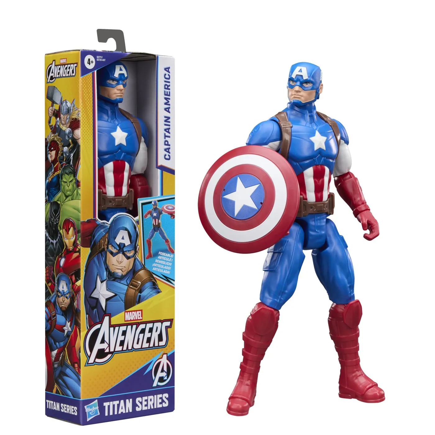 Figurine cu eroi si personaje - Figurina Captain America, 29CM,  Marvel Avengers Titan Series, 4+
