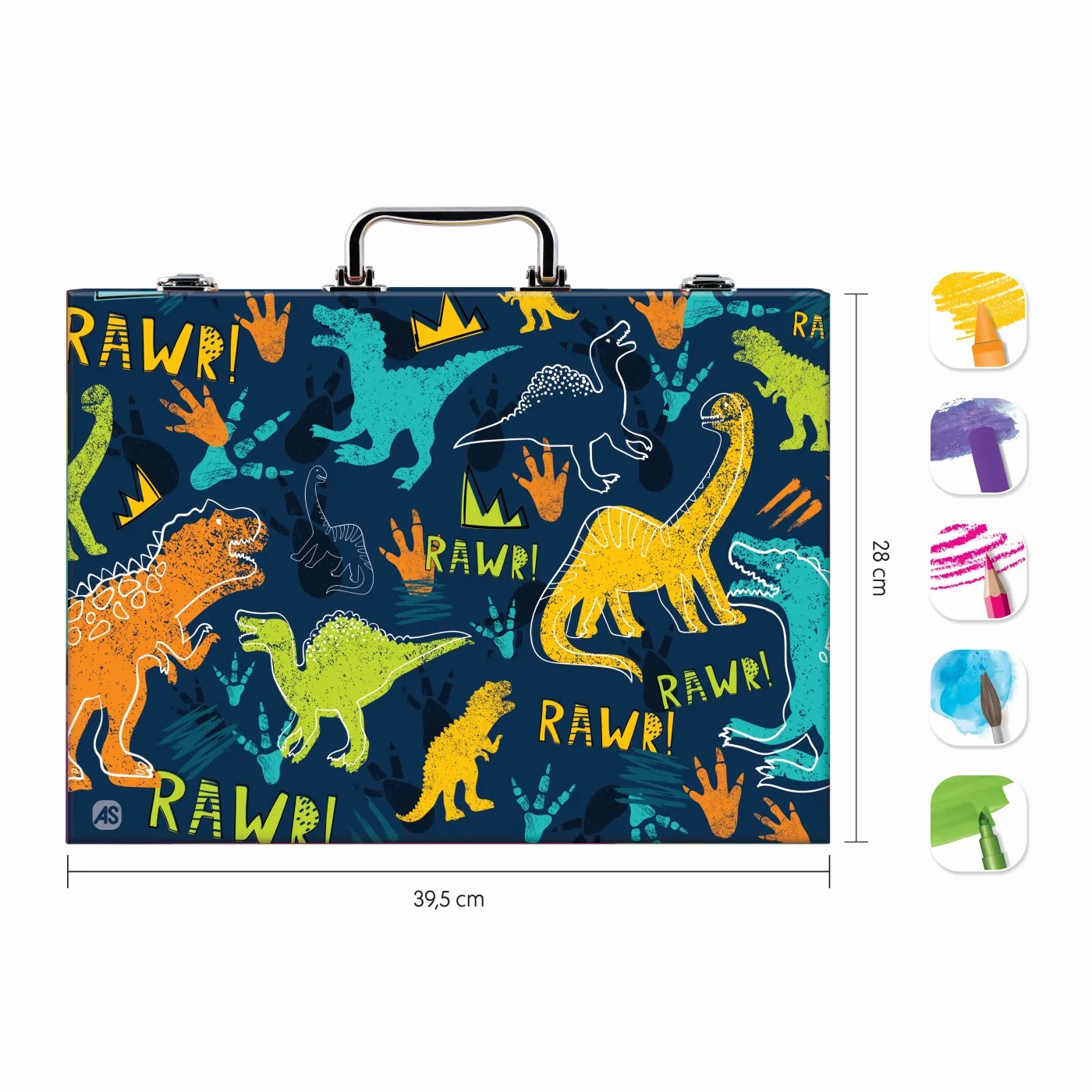 Set Pentru Desen Deluxe cu 100 De Accesorii Dinozaur Happi Hobbi Art Case [5]