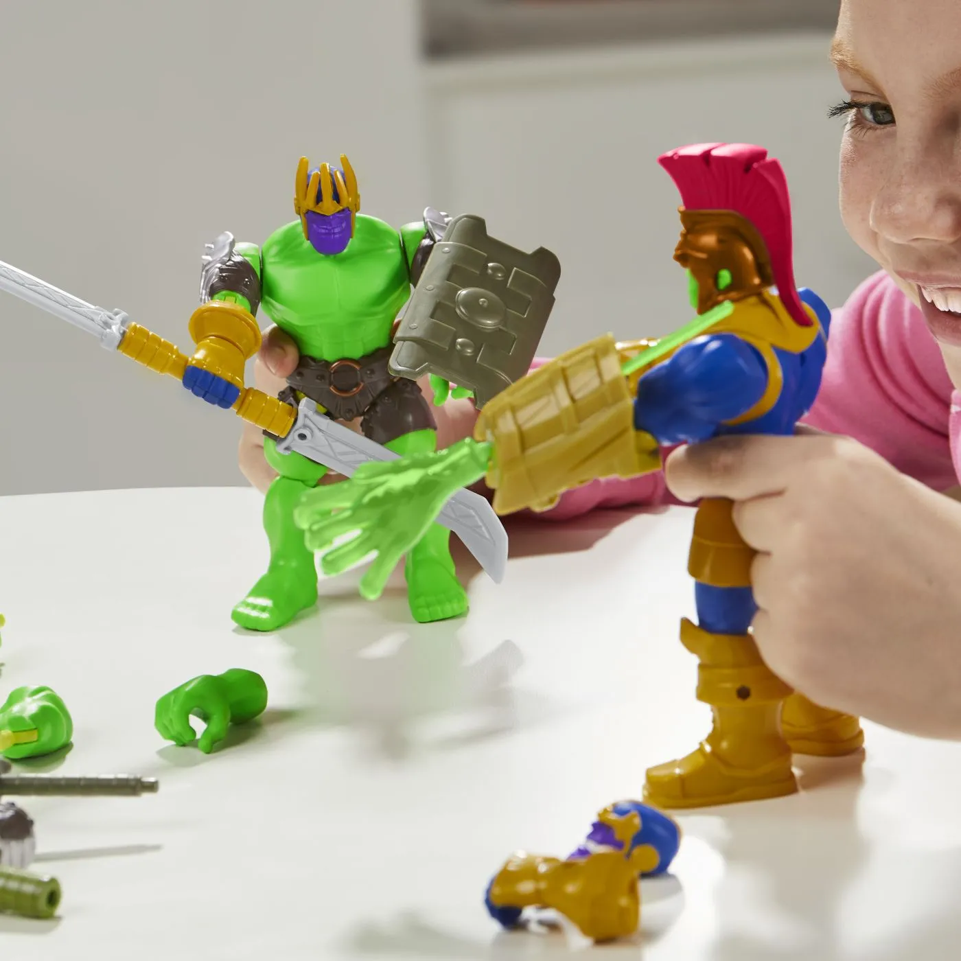 Set Figurina Hulk 12cm si accesorii, Marvel Avengers Mix Mashers, 4+ [5]
