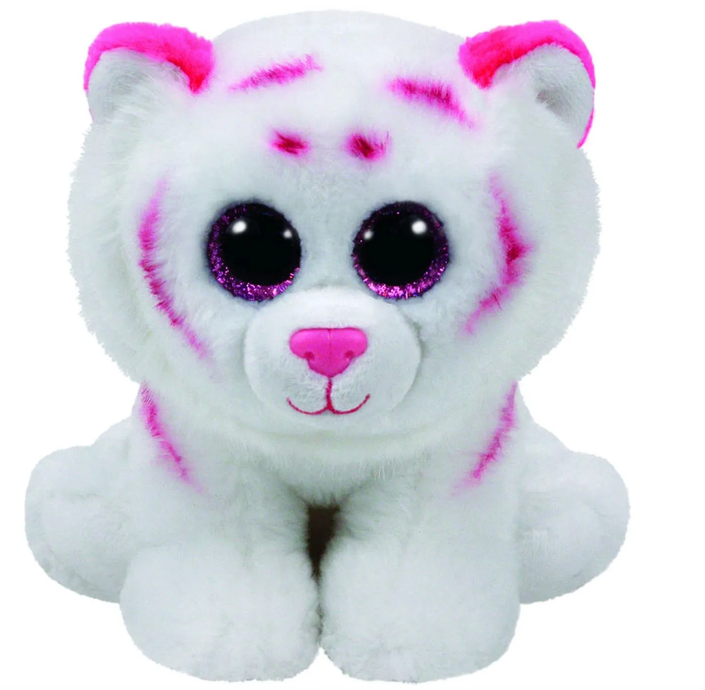 Jucarii de Plus - Plus Ty 24cm Beanie Babies Tabor Tigru Alb Roz