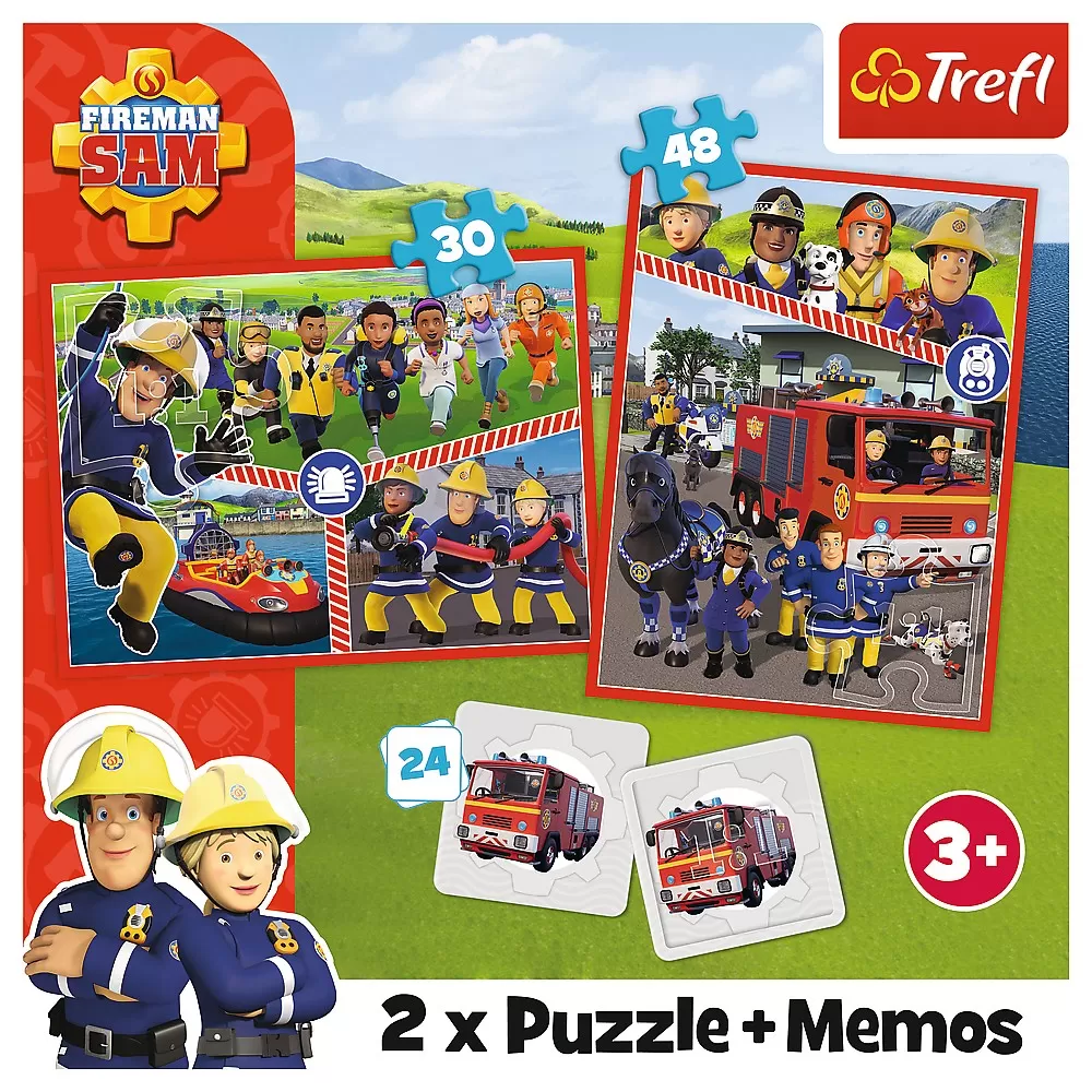 Puzzle Trefl 2in1 MEMO Pompierul Sam Echipa Pompierilor [4]