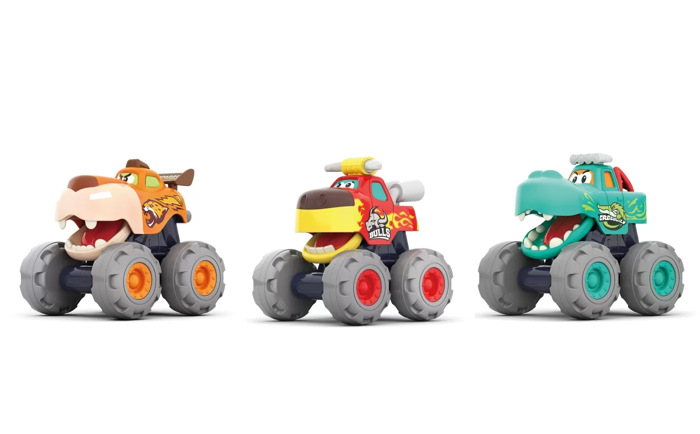 Masinute, Motociclete, Elicoptere, Avioane, Roboti - Set 3 Masinute Bebe Monster Truck