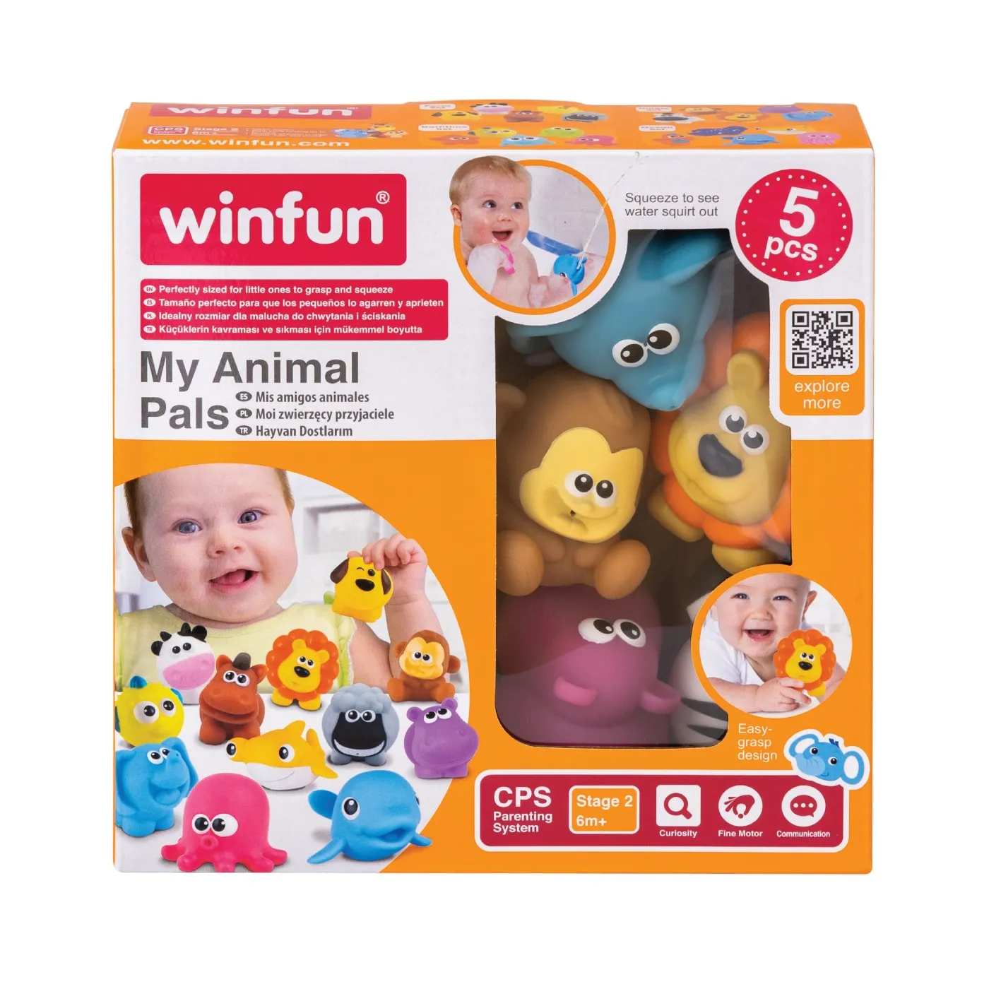 Jucarii pentru bebelusi - Set Jucarii de Baie Animalute din Jungla WINFUN