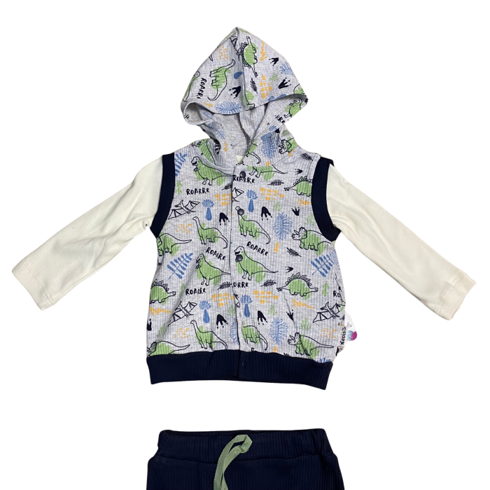 Set copii 3 piese cu vestă cu glugă Dino și pantaloni cu genunchiere [2]