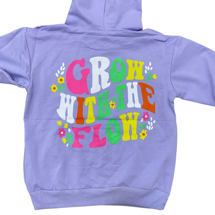 Hanorac mov cu glugă pentru copii – imprimeu „Grow with the Flow” [4]