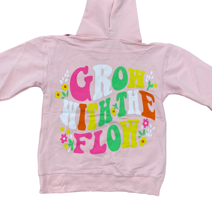Hanorac roz deschis cu glugă pentru copii – imprimeu „Grow with the Flow” [4]