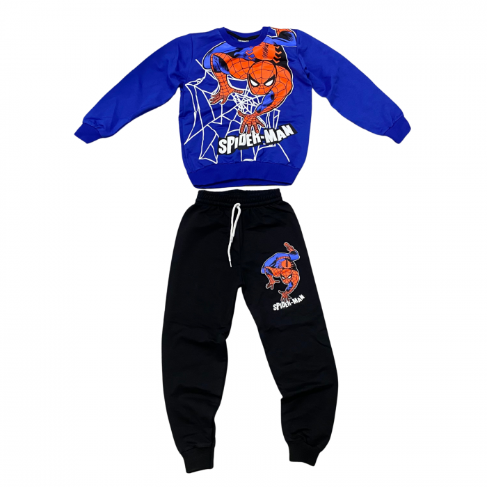 Trening copii 2 piese – bluza albastra si pantaloni negri cu imprimeu Spiderman [1]