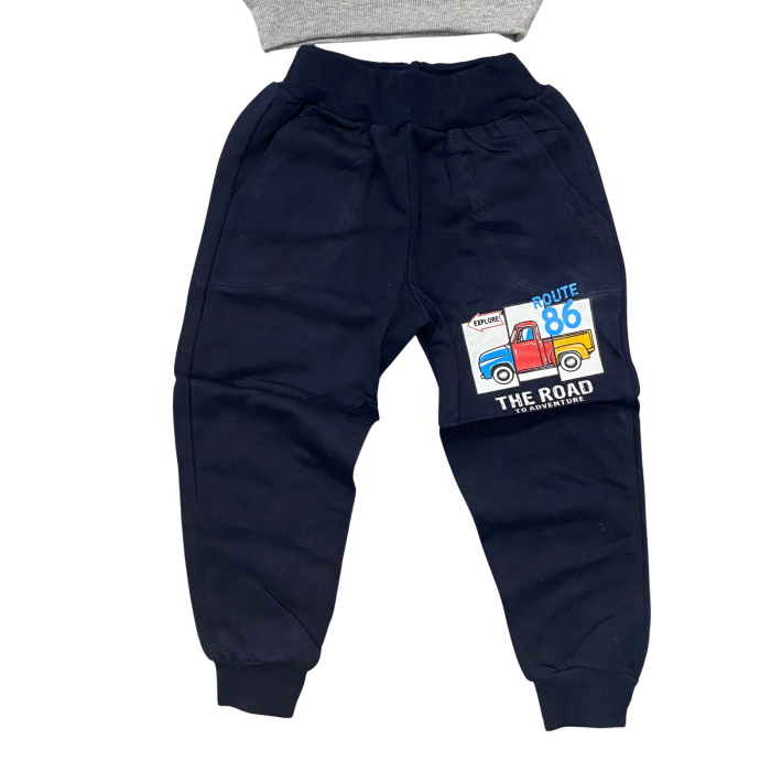 Trening copii „Route 86”  – Bluziță gri și pantaloni negri, bumbac 100% [3]