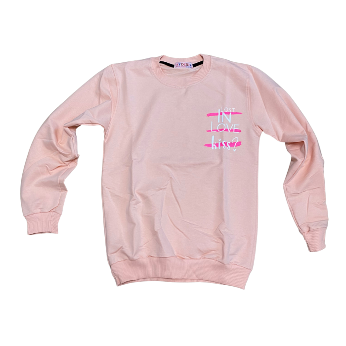 Bluză roz pudrat cu imprimeu „Lost in Love Kiss” [1]